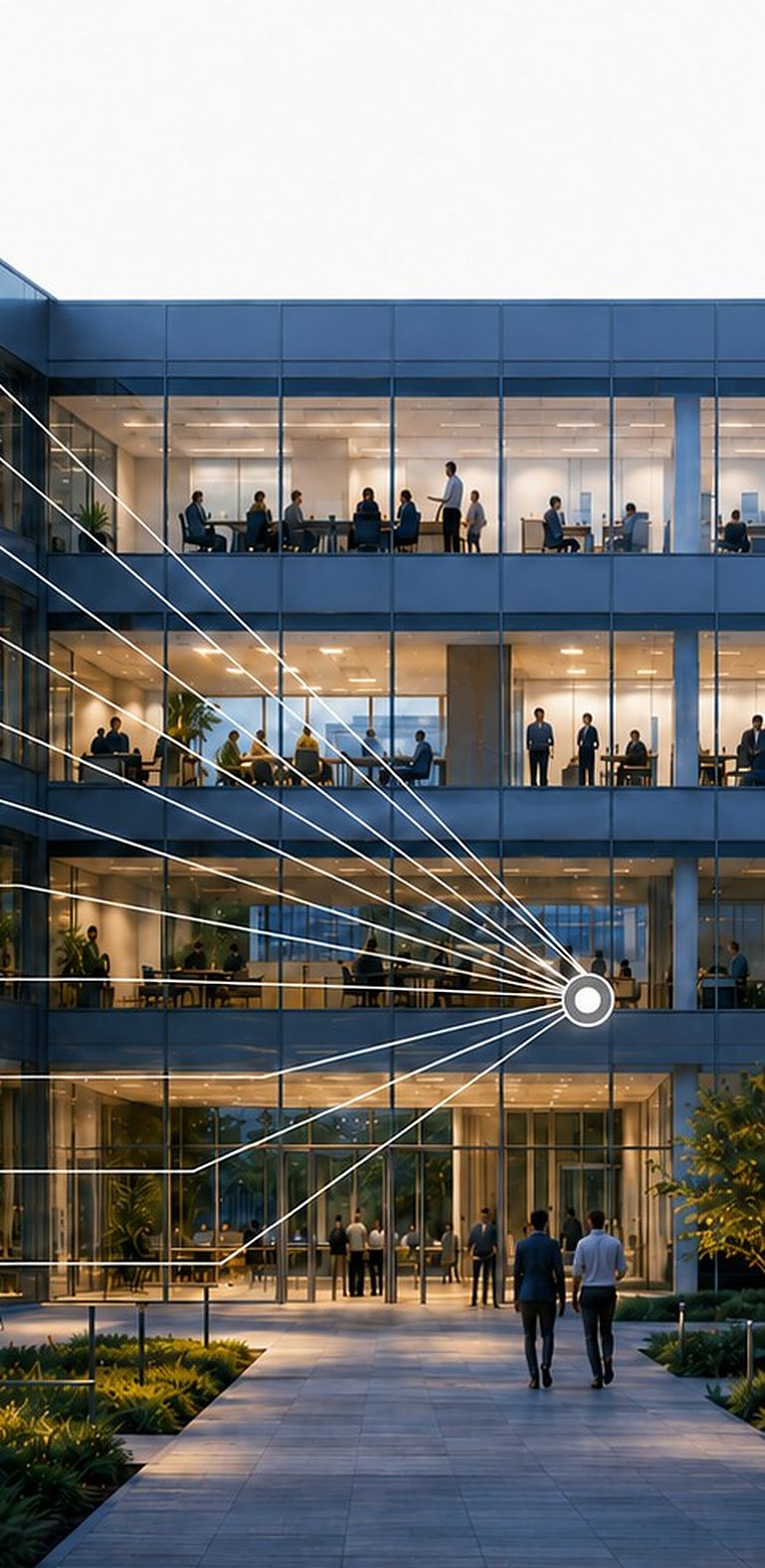 Gebäudefassade mit Datenverbindungen